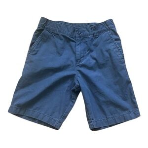 Columbia cargo navy blue shorts boys S pockets zipper button casual play logo